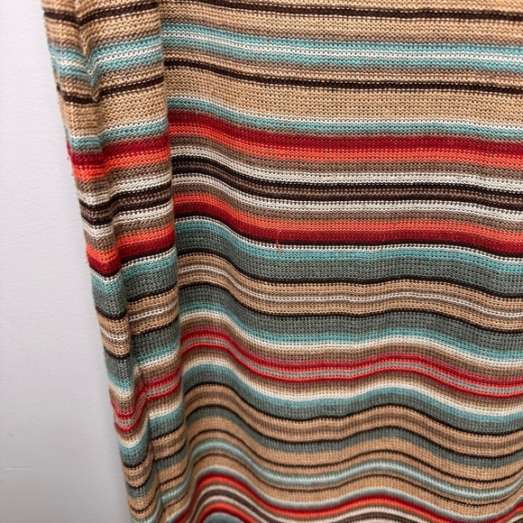 Lauren Ralph Lauren Linen Tan Multi-Colored Striped Sleeveless Sweater Dress - Picture 12 of 15